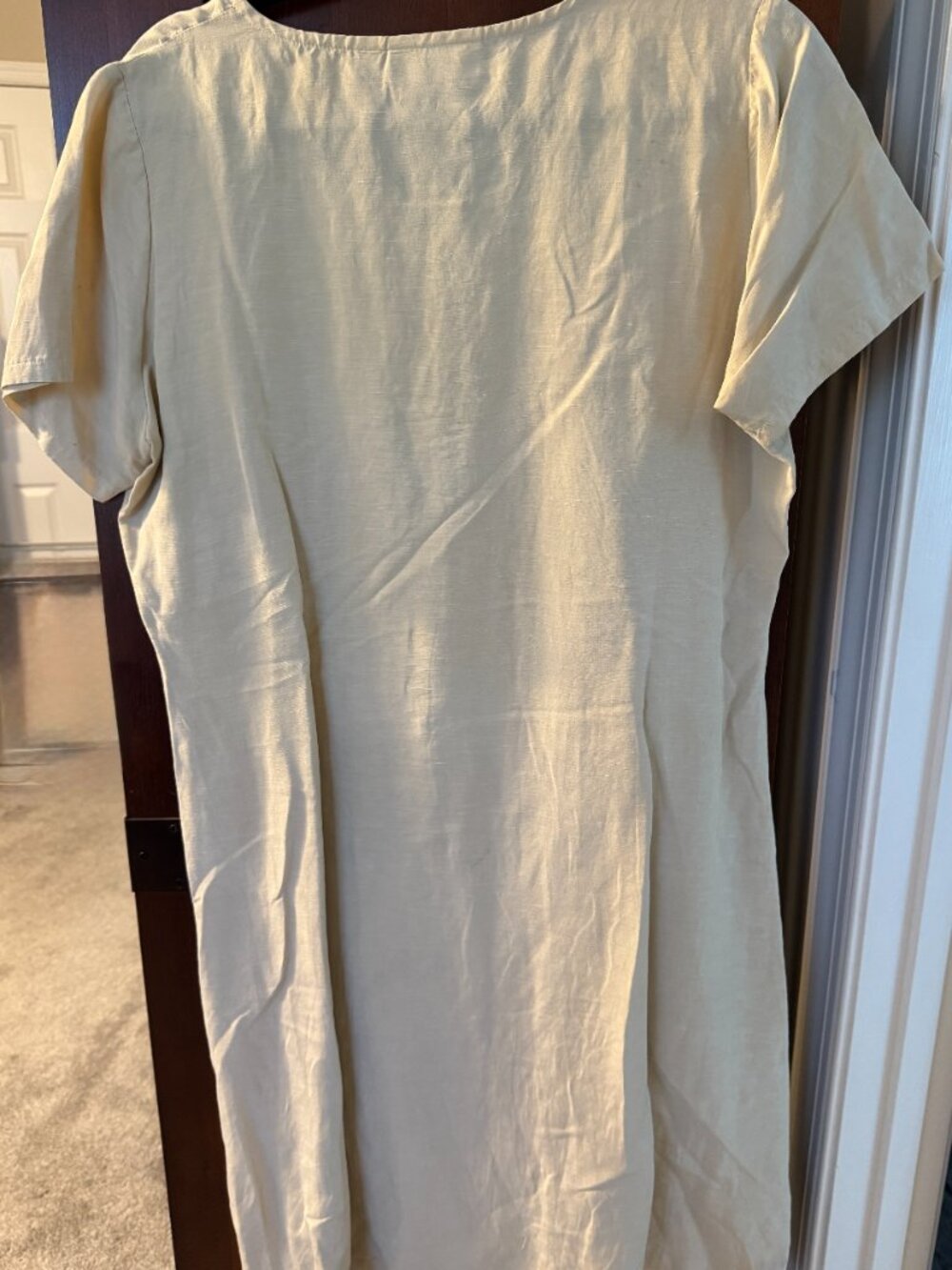 Beige Silk/Linen SS Dress by Norm Thompson sz 14 - Picture 2 of 5